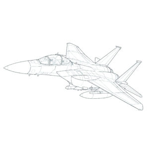 F-15 ２の無料塗り絵イラスト（知育・高齢者レク用）
