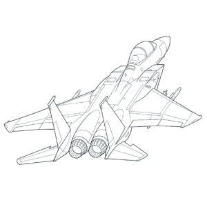 F-15 ３の無料塗り絵イラスト（知育・高齢者レク用）
