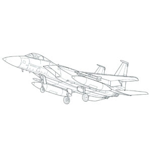 F-15 ５の無料塗り絵イラスト（知育・高齢者レク用）