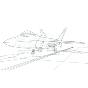 F-22 ラプターの無料塗り絵イラスト（知育・高齢者レク用）