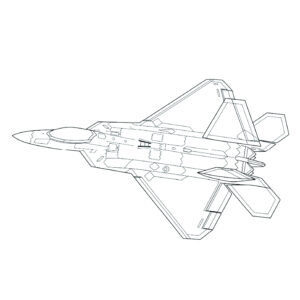 F-22ラプター２の無料塗り絵イラスト（知育・高齢者レク用）