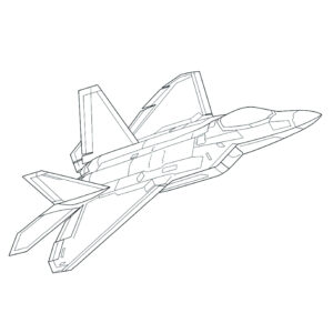 F-22ラプター３の無料塗り絵イラスト（知育・高齢者レク用）