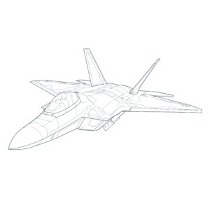F-22ラプター４の無料塗り絵イラスト（知育・高齢者レク用）