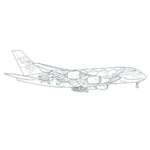 フライングホヌ 2号機 JA382Aの無料塗り絵イラスト（知育・高齢者レク用）