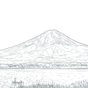 富士山の無料塗り絵イラスト（知育・高齢者レク用）