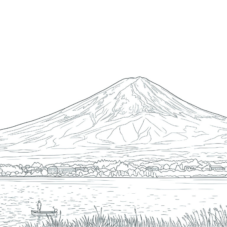 富士山の無料塗り絵イラスト（知育・高齢者レク用）