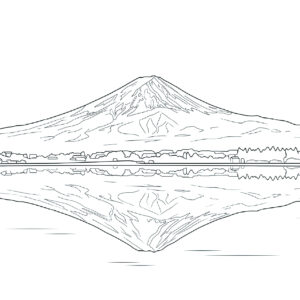 逆さ富士の無料塗り絵イラスト（知育・高齢者レク用）