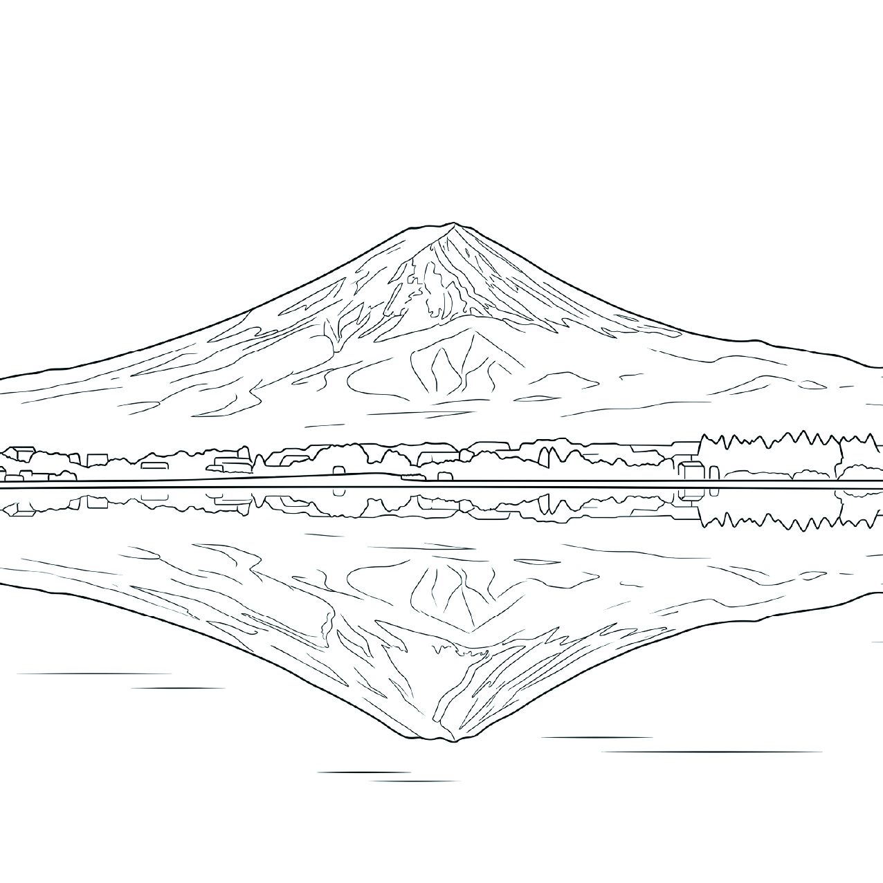 富士山の塗り絵
