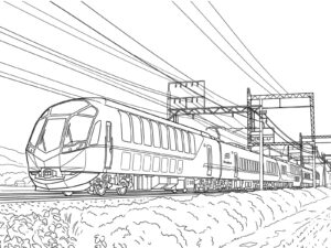 しまかぜ (近鉄50000系電車)の無料塗り絵イラスト（知育・高齢者レク用）