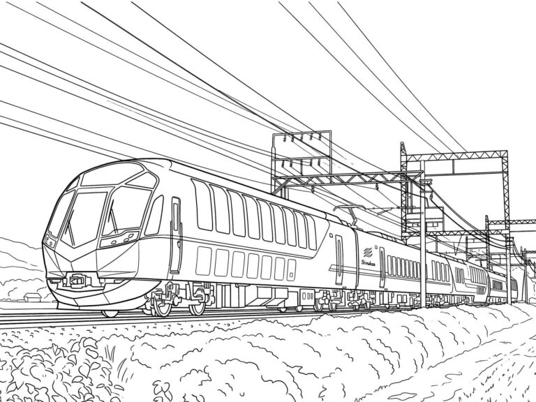 しまかぜ (近鉄50000系電車)の無料塗り絵イラスト（知育・高齢者レク用）