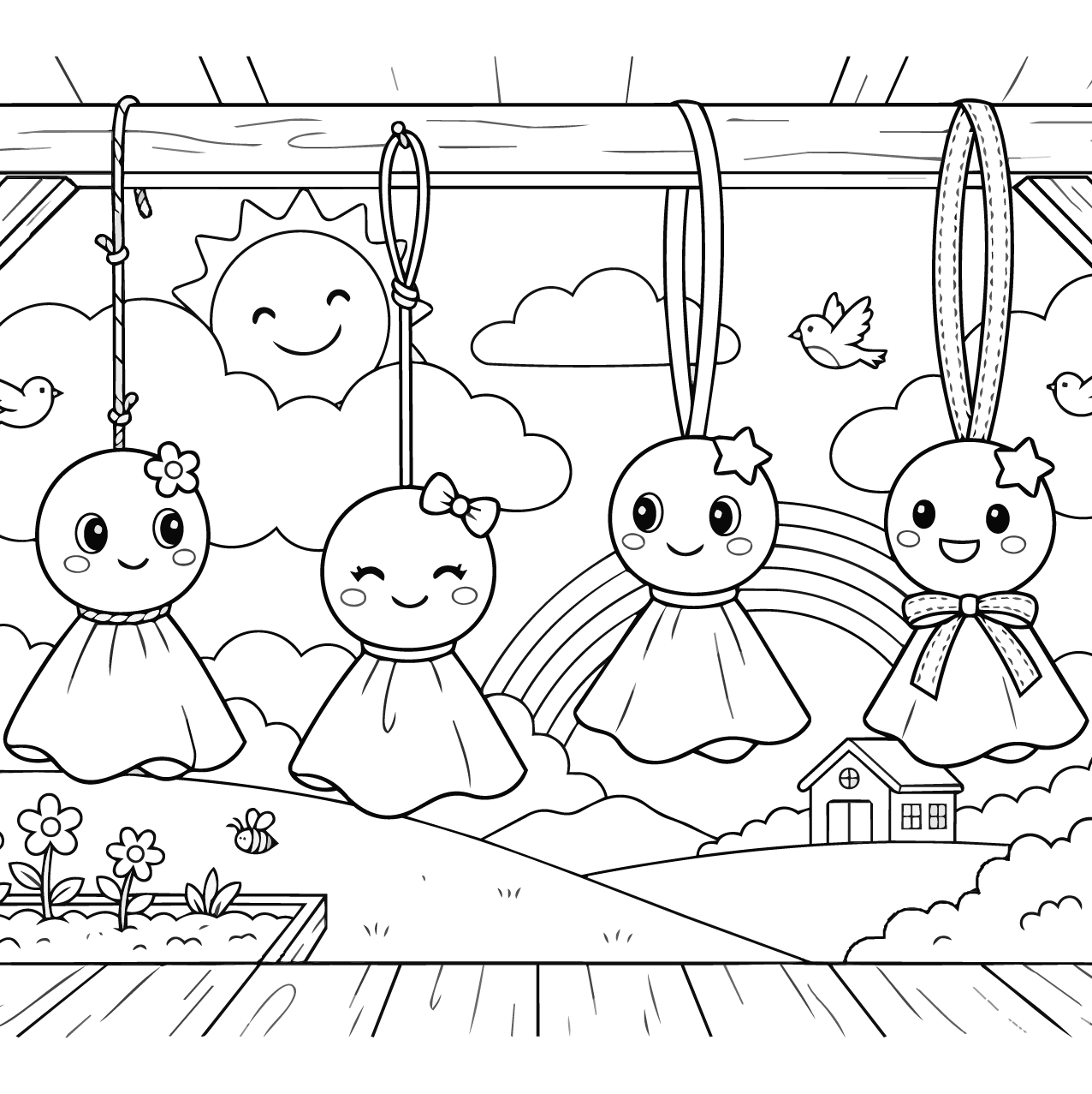 てるてる坊主の塗り絵