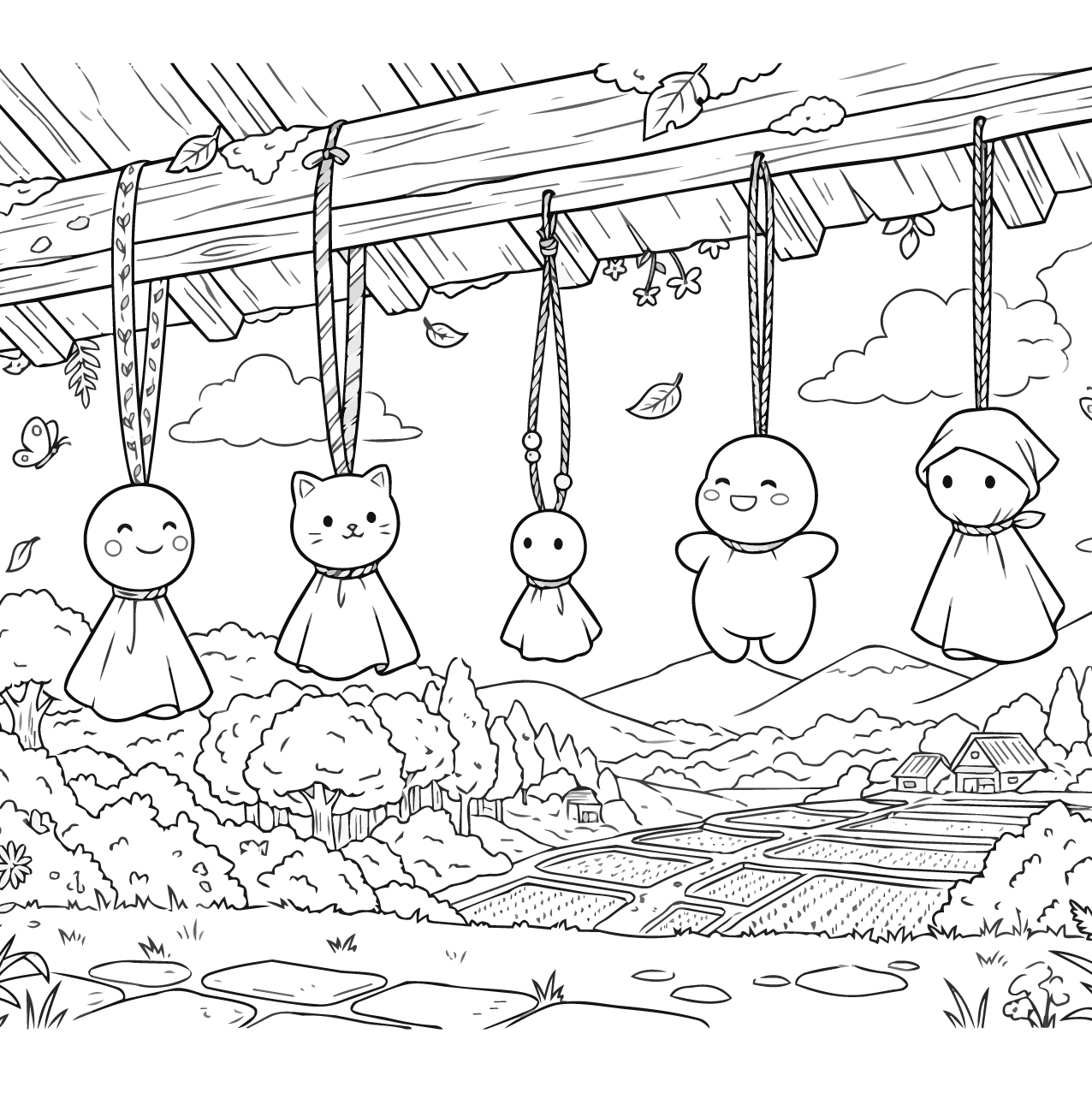 てるてる坊主の塗り絵