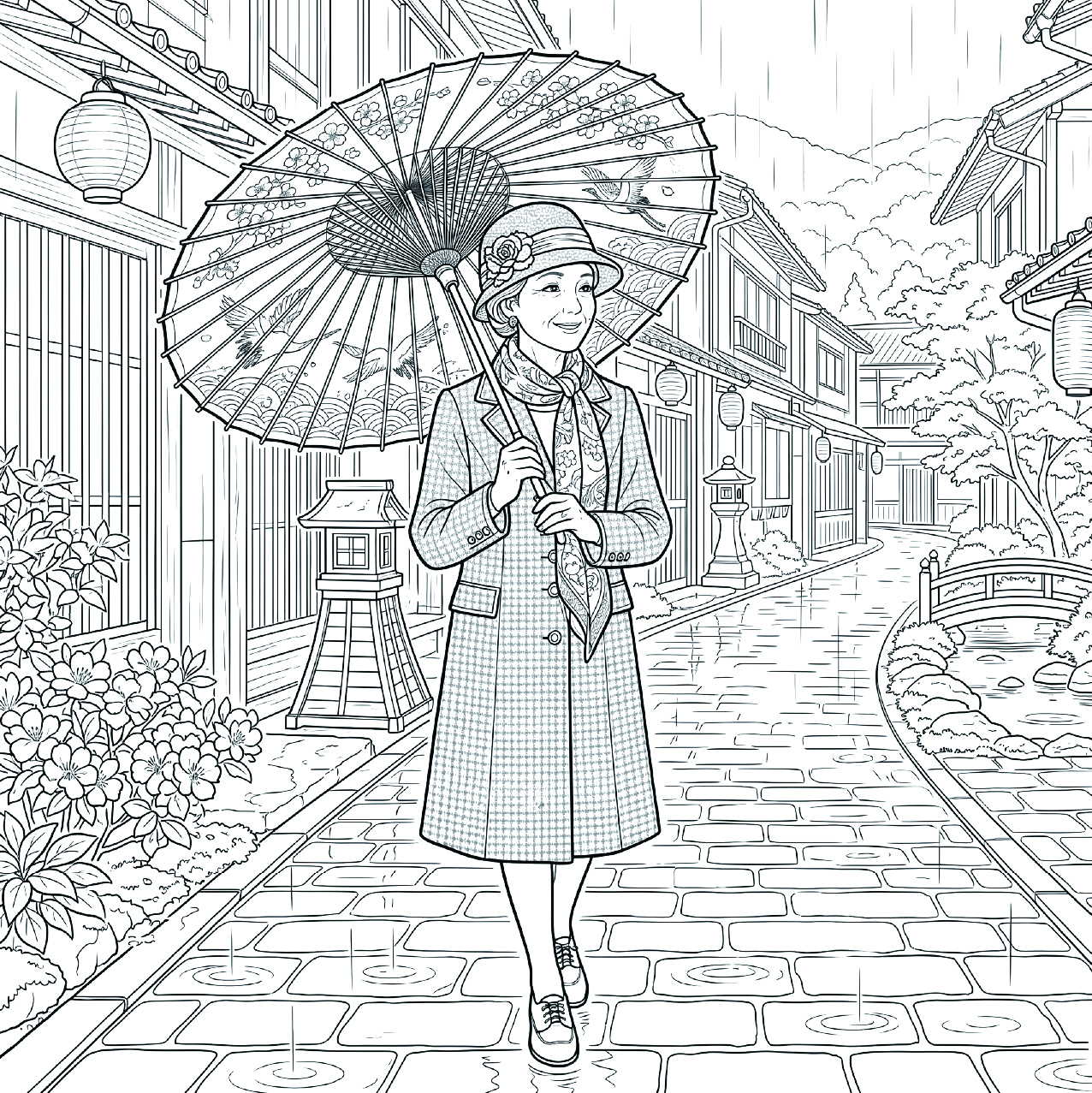 傘の塗り絵