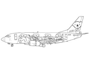 Free printable Boeing 737-500 AIRDO (Bear Do) coloring page