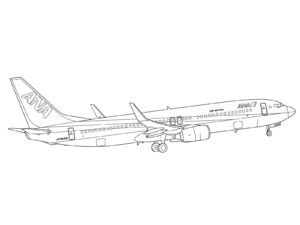 Free printable Boeing 737-800 ANA No background coloring page