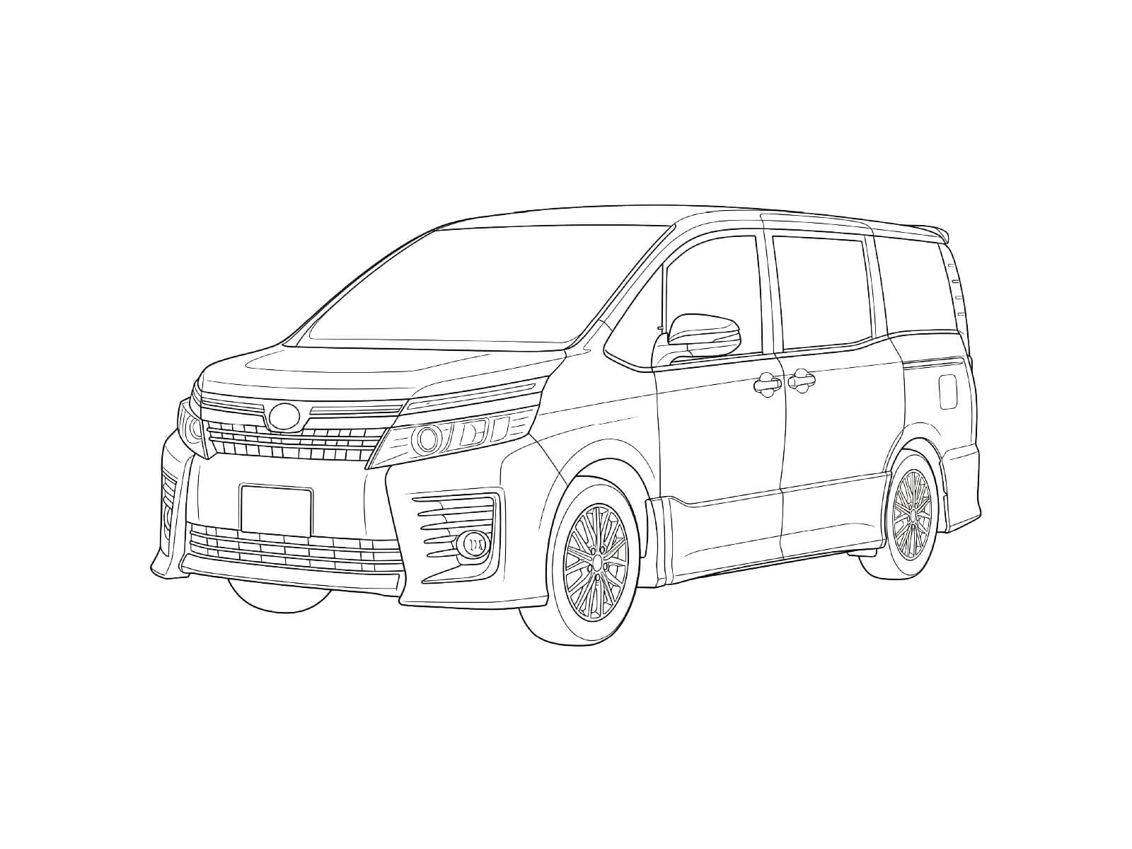 3代目 ヴォクシーの無料塗り絵イラスト（知育・高齢者レク用）