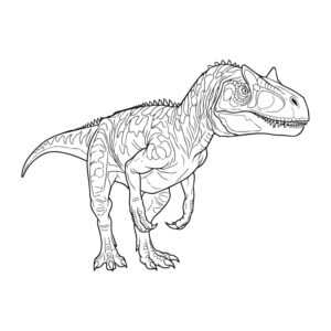 アロサウルスの無料塗り絵イラスト（知育・高齢者レク用）