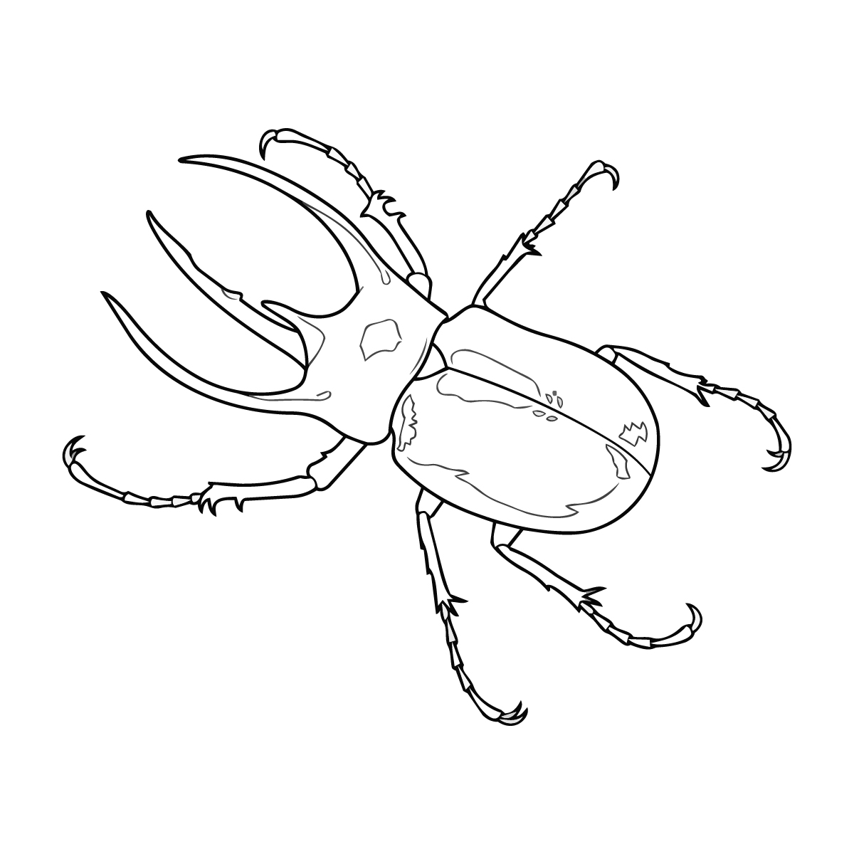 アトラスオオカブトの無料塗り絵イラスト（知育・高齢者レク用）