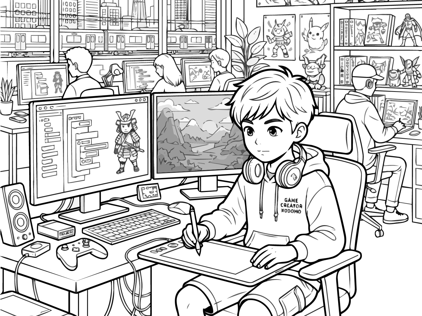 ゲームクリエイターの無料塗り絵イラスト（知育・高齢者レク用）