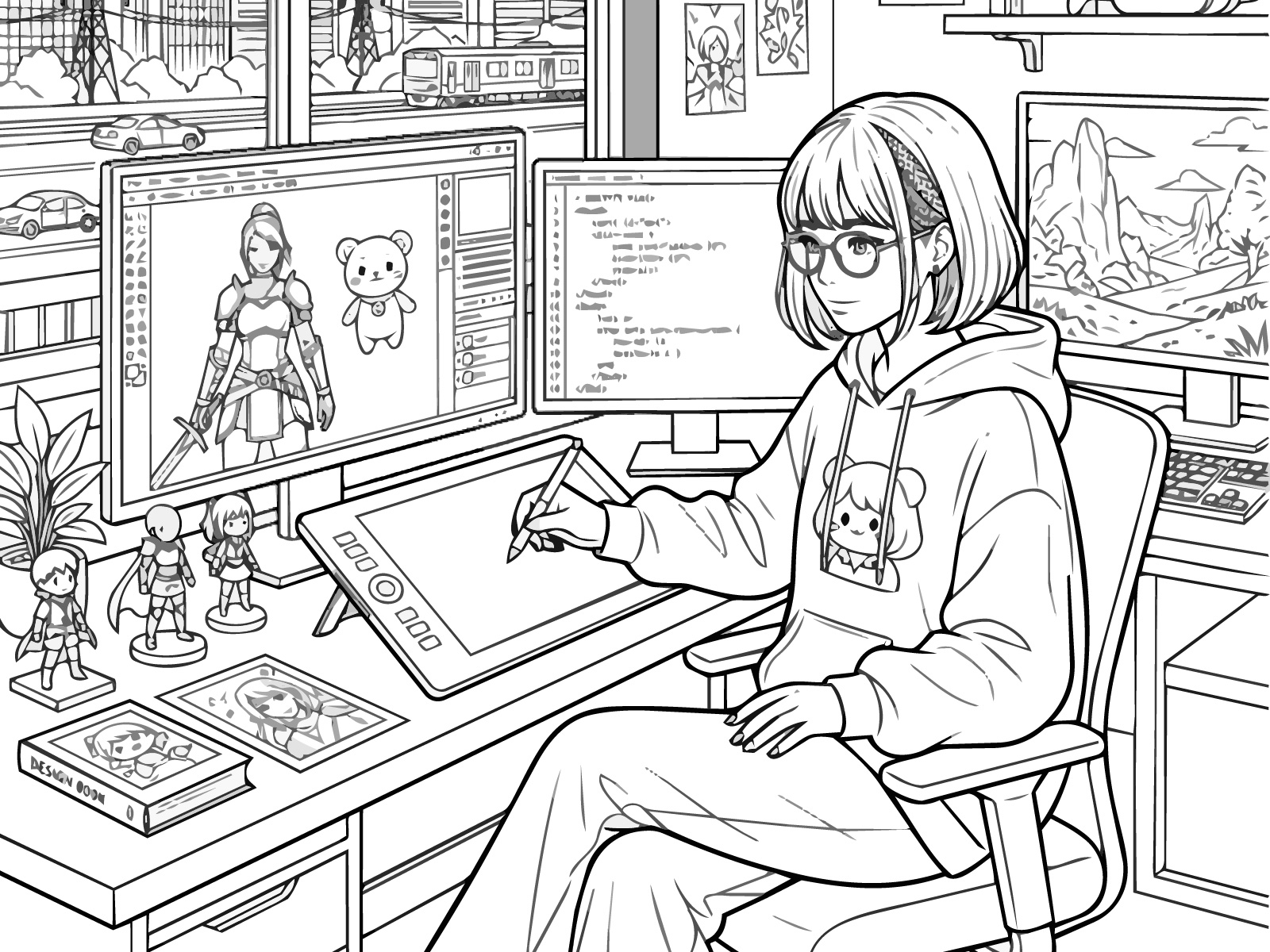 ゲームクリエイターの無料塗り絵イラスト（知育・高齢者レク用）