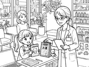 薬剤師の無料塗り絵イラスト（知育・高齢者レク用）