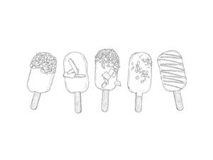 いろいろなアイスの無料塗り絵イラスト（知育・高齢者レク用）