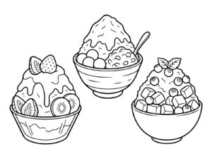 かき氷の無料塗り絵イラスト（知育・高齢者レク用）
