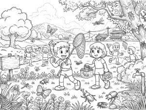 Free printable Bug Catching 2 coloring page
