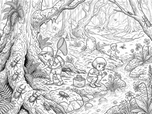 Free printable Bug Catching 3 coloring page