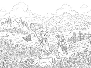 Free printable Bug catching 4 coloring page