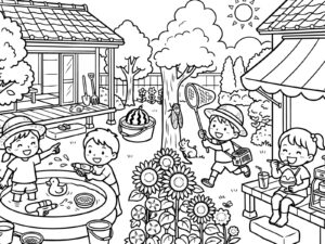 夏休みの無料塗り絵イラスト（知育・高齢者レク用）