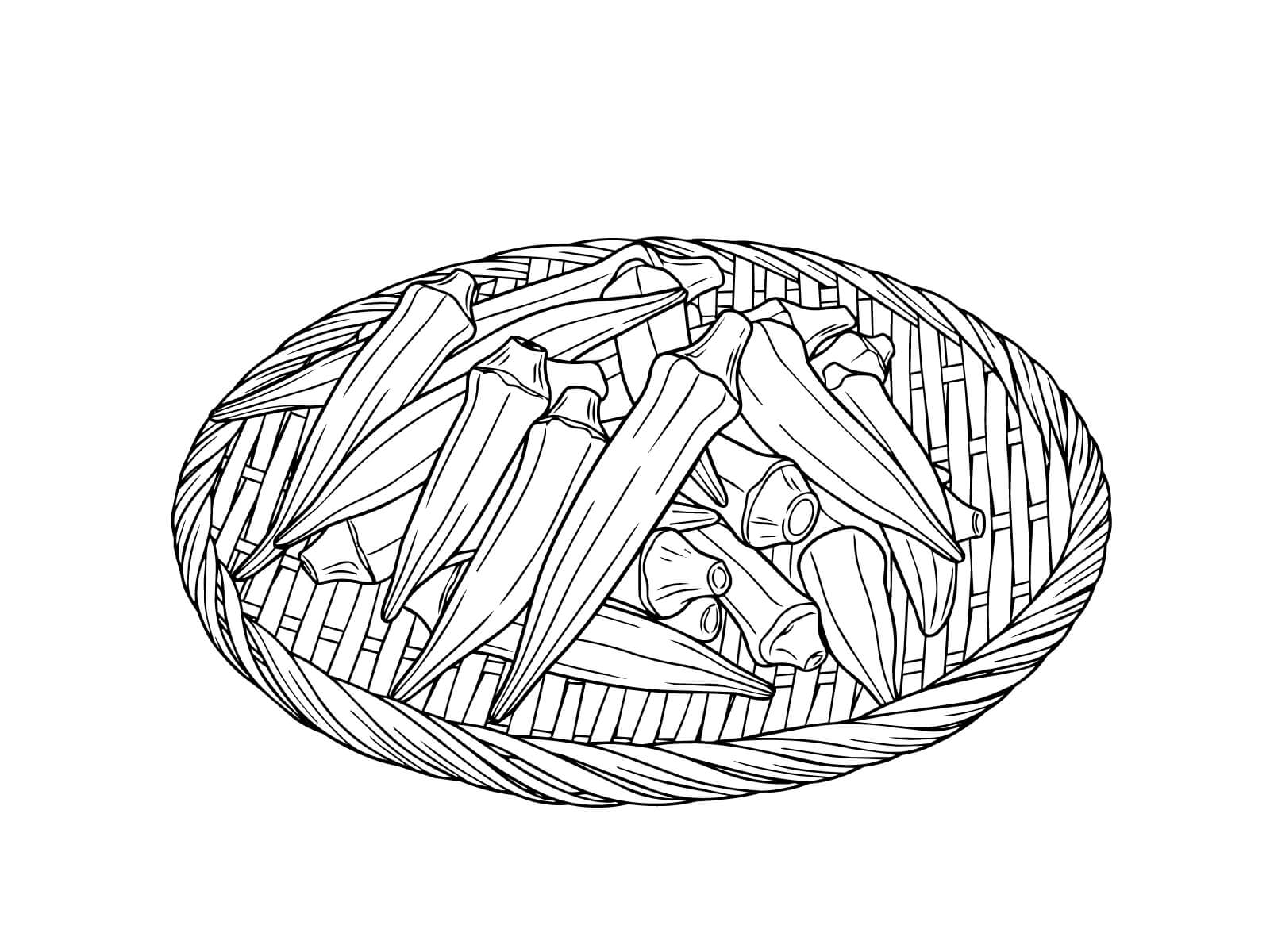 Free printable Okra on a bamboo strainer coloring page
