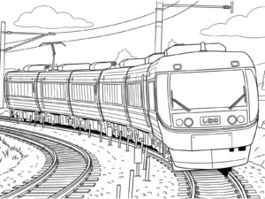 特急しなのの無料塗り絵イラスト（知育・高齢者レク用）