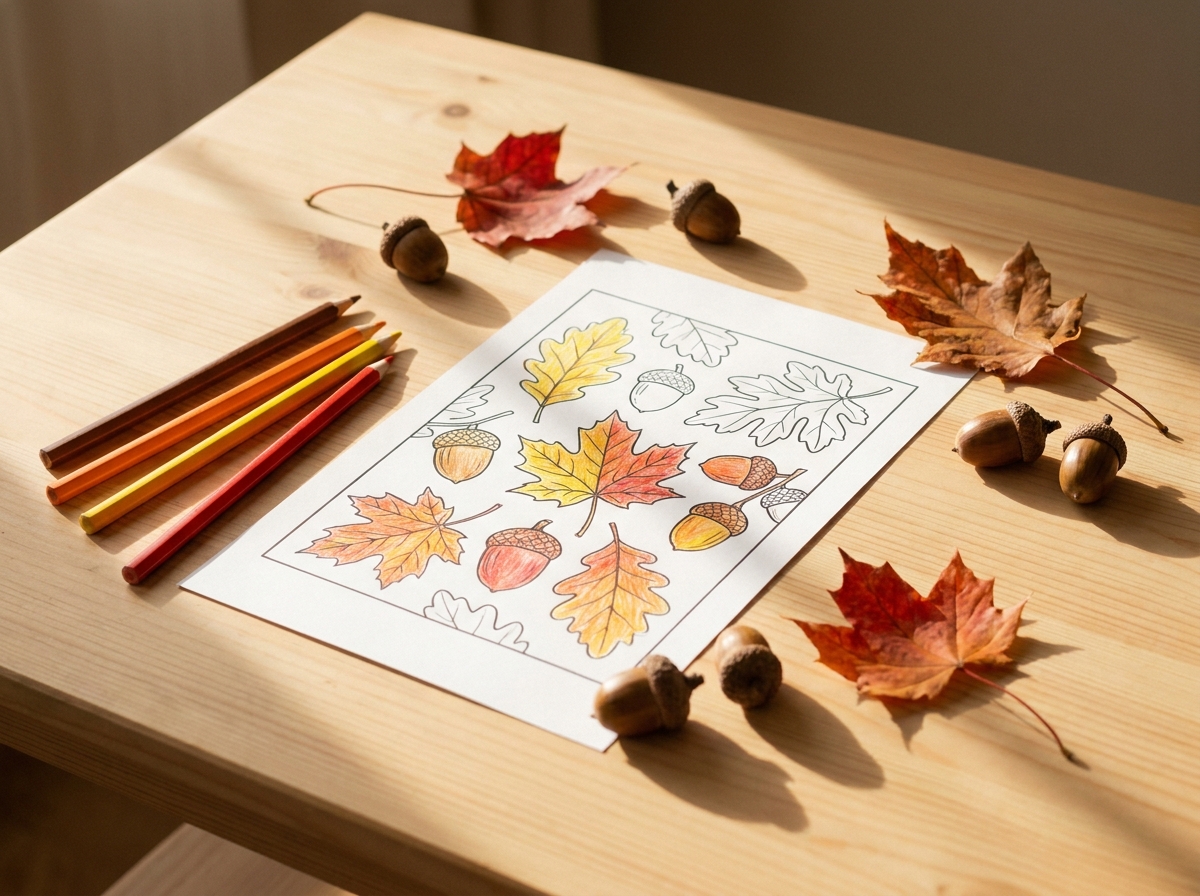 秋の塗り絵で季節を感じる｜どんぐり・紅葉・お月見を親子で楽しむ