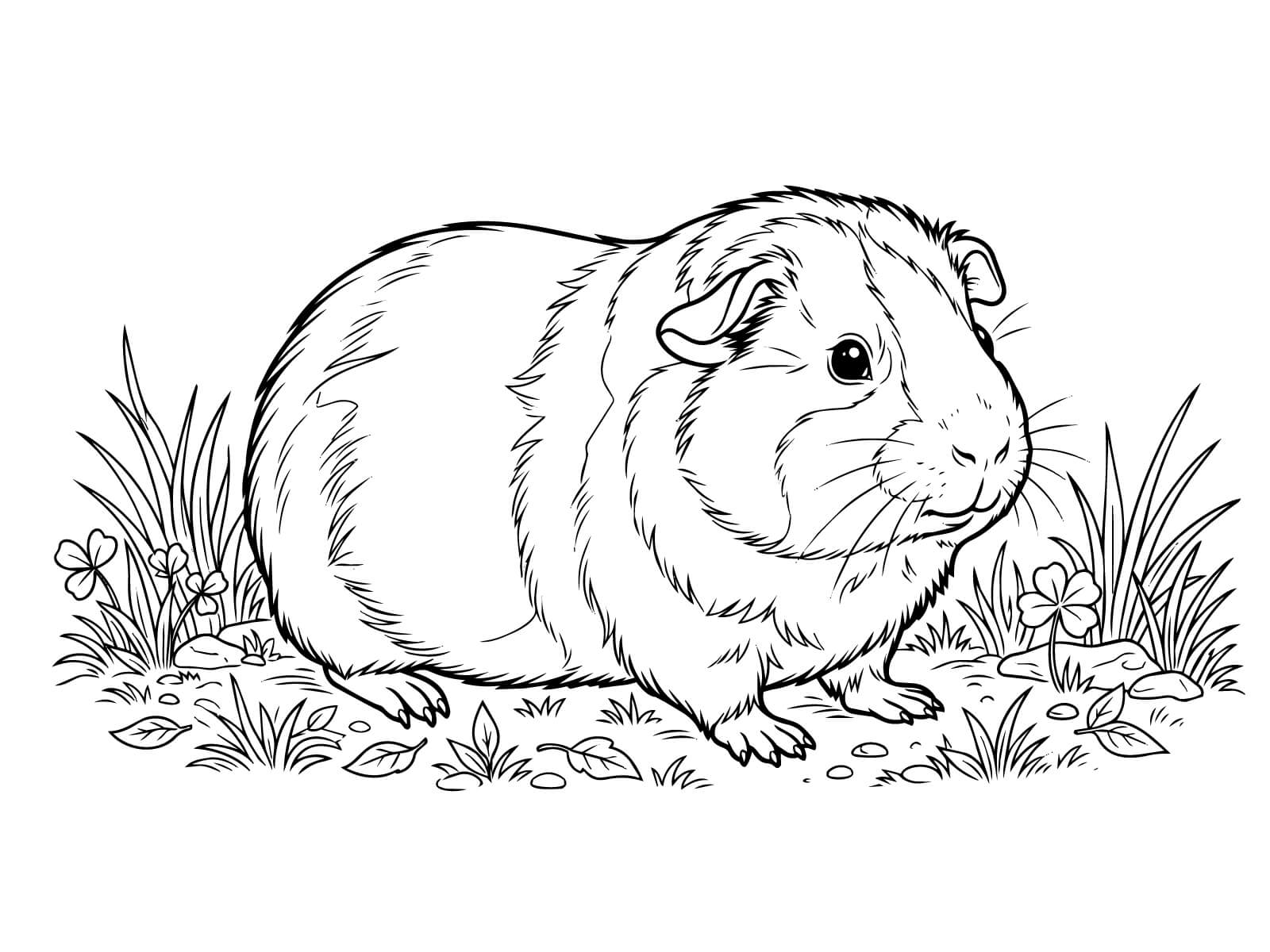 モルモットの無料塗り絵イラスト（知育・高齢者レク用）