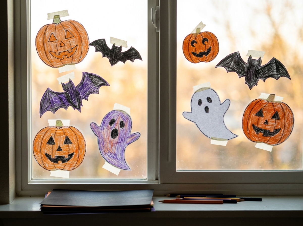 ハロウィンの塗り絵で壁面デコ｜印刷して切って貼るだけの飾り付けアイデア
