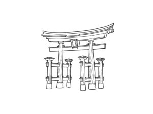 Free printable The Great Torii of Itsukushima Shrine coloring page