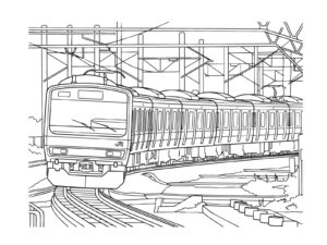 京葉線209系500番台の無料塗り絵イラスト（知育・高齢者レク用）