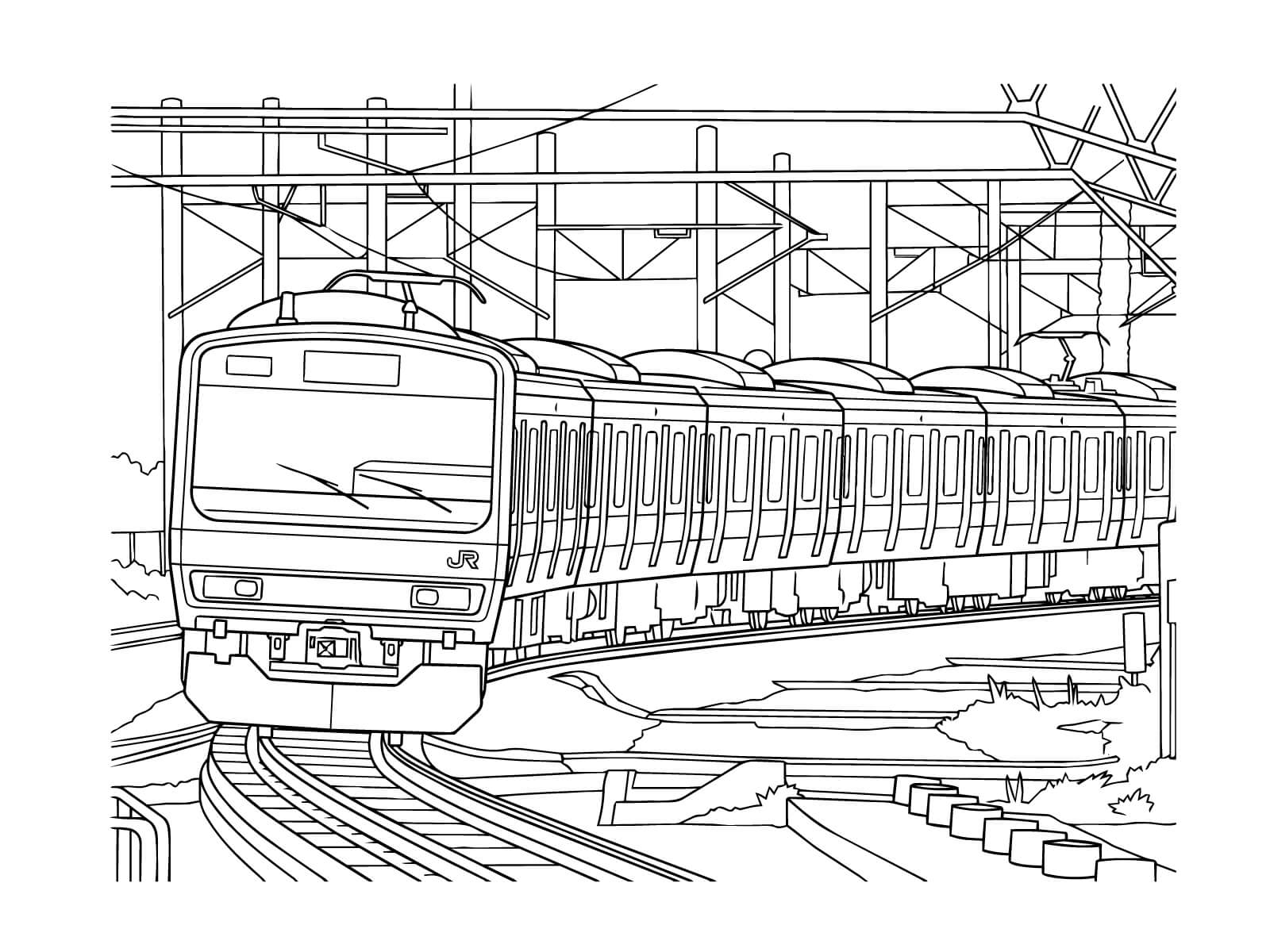京葉線の無料塗り絵イラスト（知育・高齢者レク用）