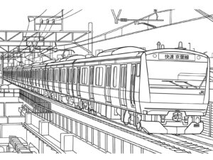 京葉線の無料塗り絵イラスト（知育・高齢者レク用）