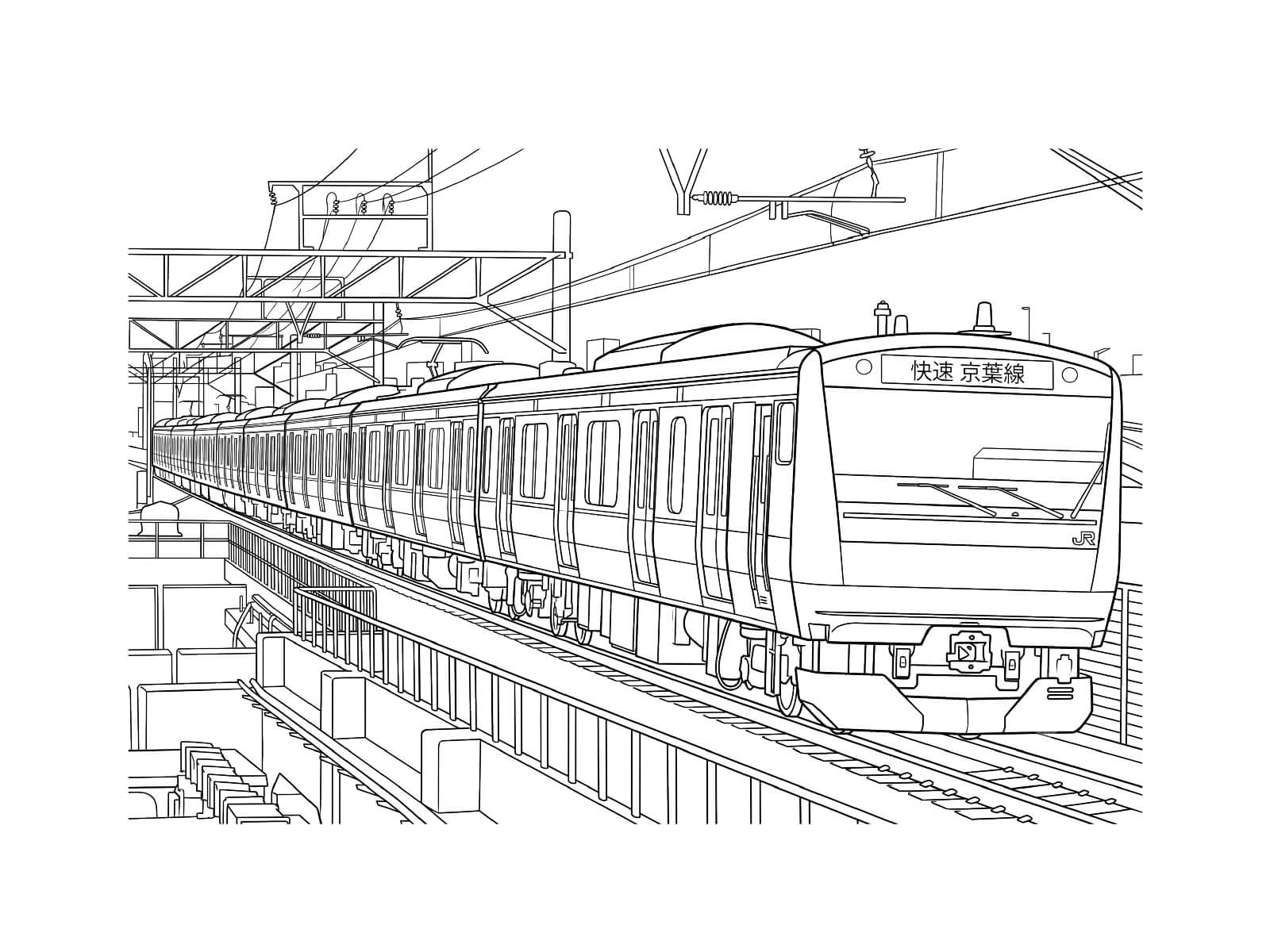 京葉線の無料塗り絵イラスト（知育・高齢者レク用）