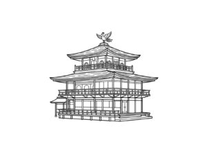 金閣寺の無料塗り絵イラスト（知育・高齢者レク用）