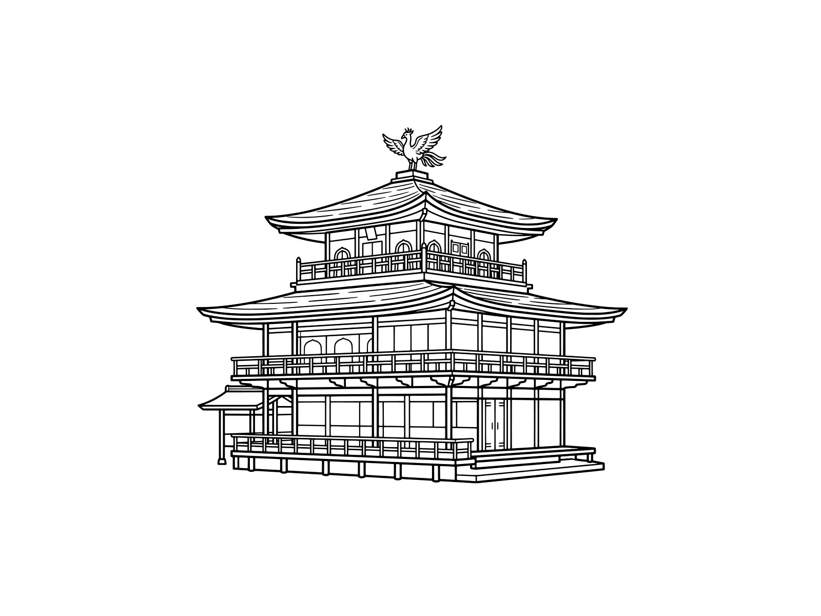 Free printable Kinkaku-ji (the Golden Pavilion) coloring page