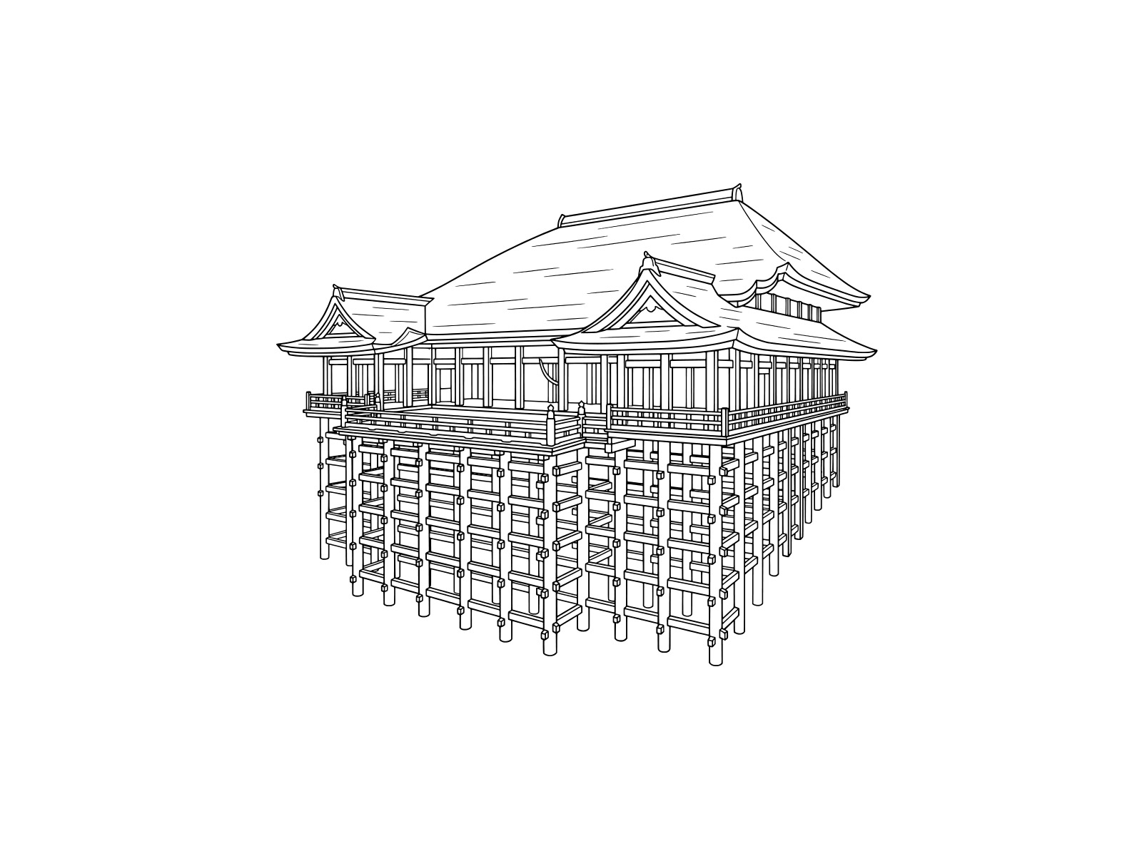 Free printable Kiyomizu-dera Temple coloring page