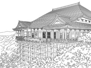 Free printable Kiyomizu-dera Temple coloring page