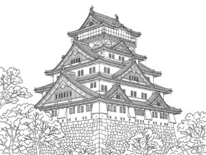Free printable Osaka Castle coloring page