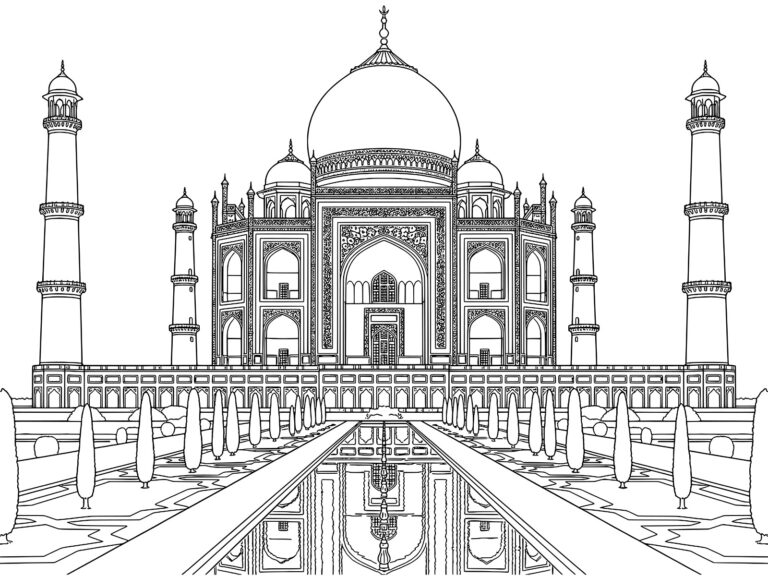 Free printable The Taj Mahal coloring page