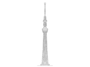 東京スカイツリー２の無料塗り絵イラスト（知育・高齢者レク用）