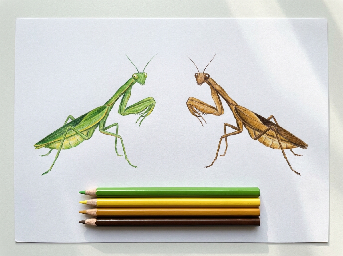 カマキリはなぜ緑と茶色がいるの？塗り絵で色を選ぶ前に