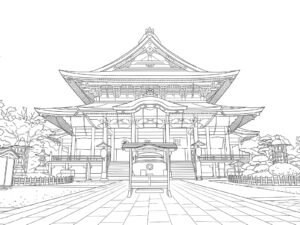 善光寺の無料塗り絵イラスト（知育・高齢者レク用）